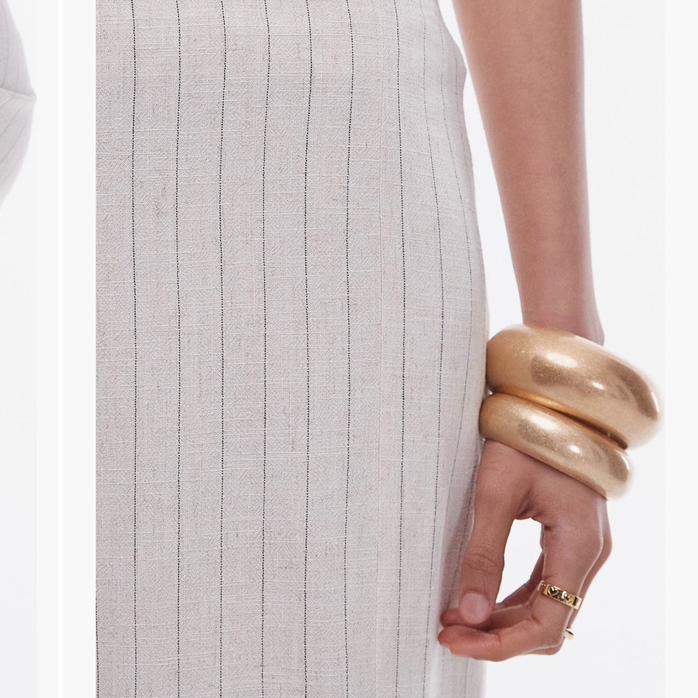 Topshop linen color w black stripe Maxi Skirt - Picture 2 of 3